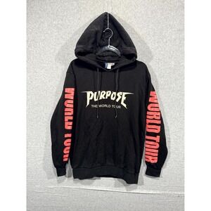 Purpose Tour‎ by Justin Bieber Divided Hoodie Pullover Men's Black Size Small